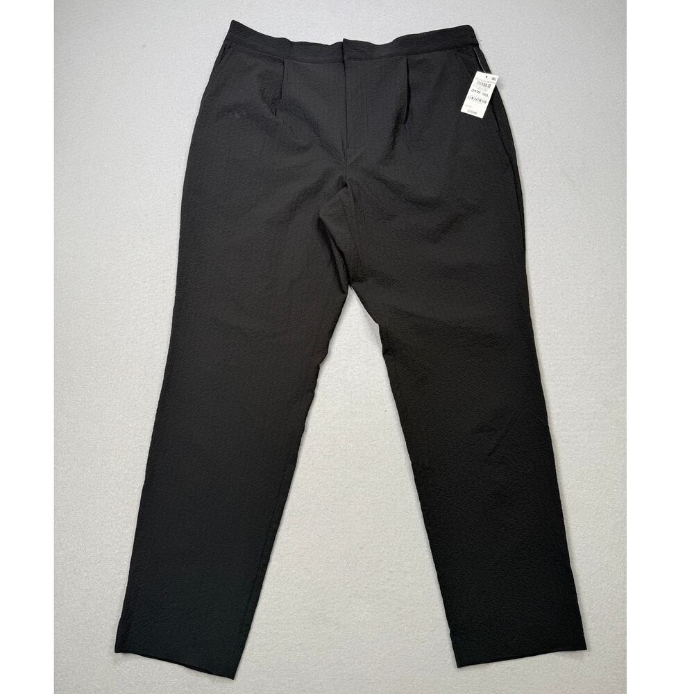 Alfani Mens Classic-Fit Seersucker Textured dress pants Black 34x30 $75